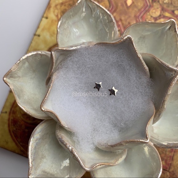 🌟🆕 Dainty Silver Star Stud Earrings - Picture 4 of 5